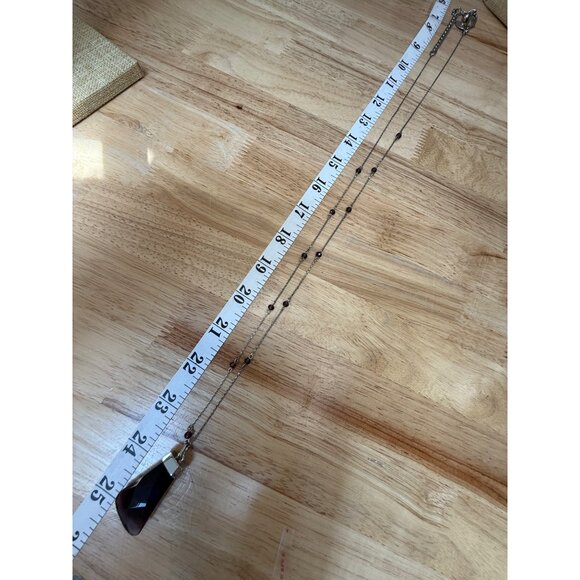 Chicos Long Silver-Tone Chain Necklace With Purple Glass Faceted Pendant - Picture 5 of 8